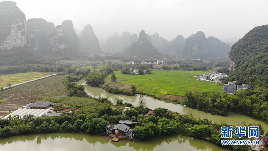 图为位于广西壮族自治区大新县堪圩乡明仕村的明仕田园风景.