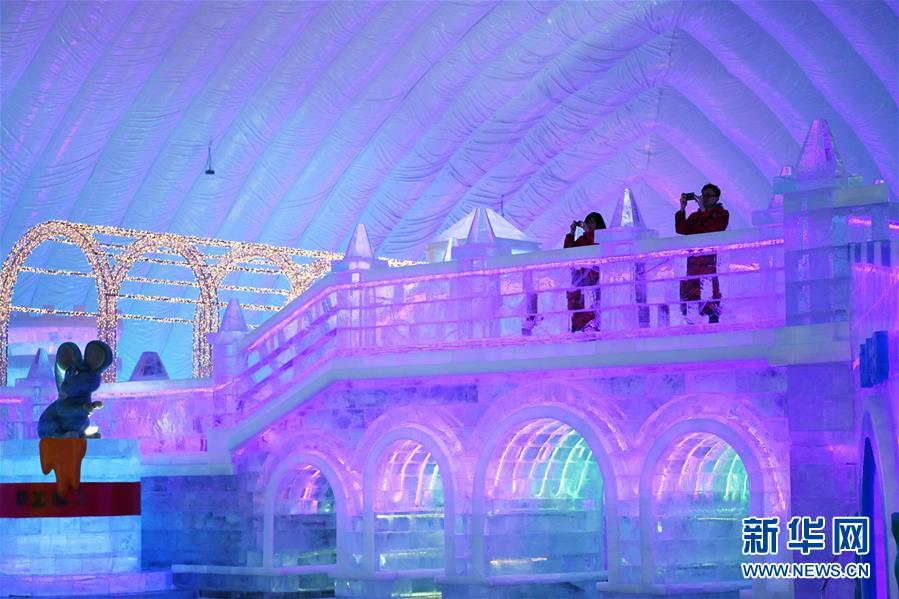 6月3日，游客在哈尔滨冰雪大世界“室内冰雪主题乐园”游览。