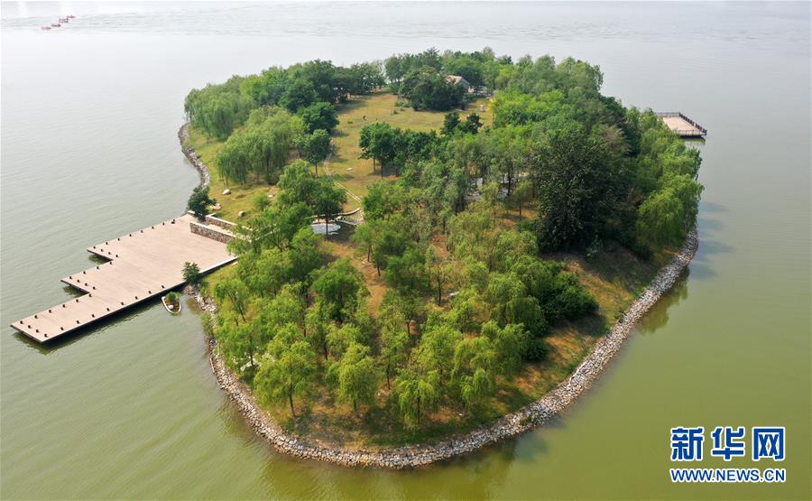 这是无人机拍摄的天津市南湖·绿博园景区一景。